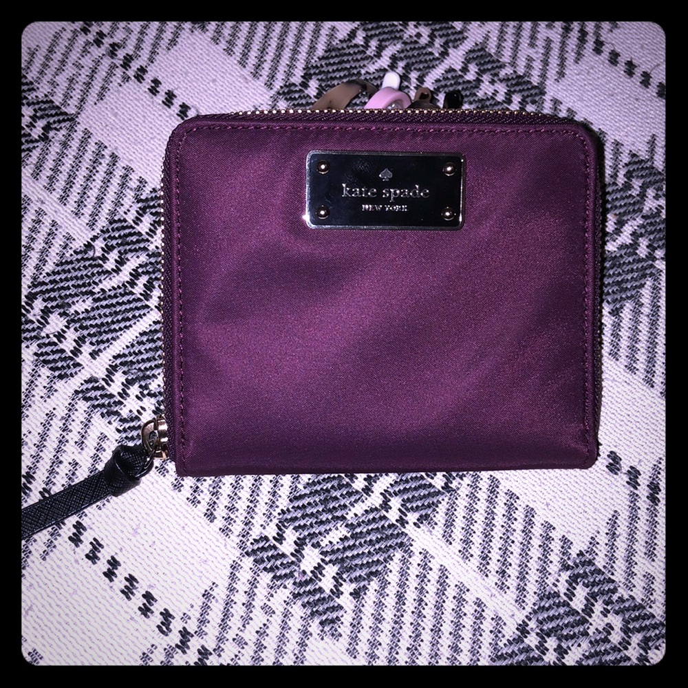 NWT Kate Spade wallet, plum & black accent, nylon